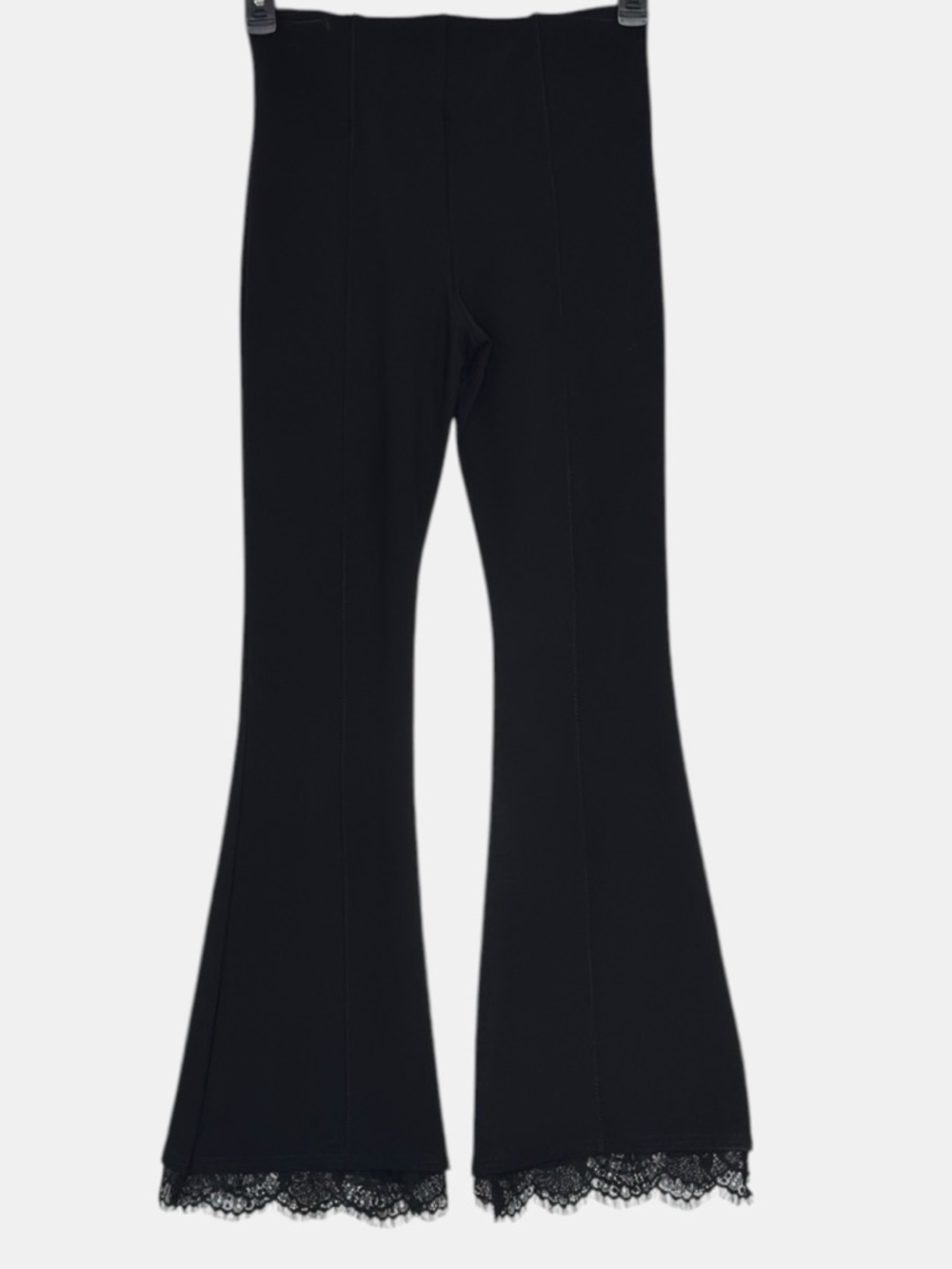 Slim Factor by Investments Black Flare Pants Lace Hem Stretch Pull-On Size S - Picture 4 of 12